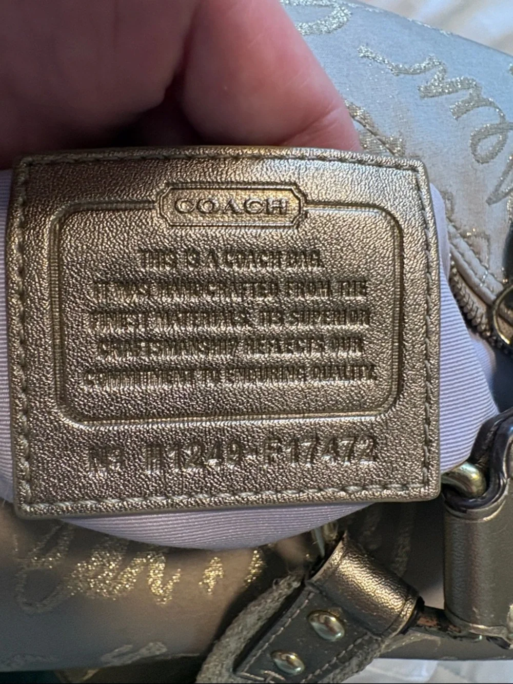 Coach Poppy Lurex Hobo Signature Script in GUC. - Picture 10 of 11